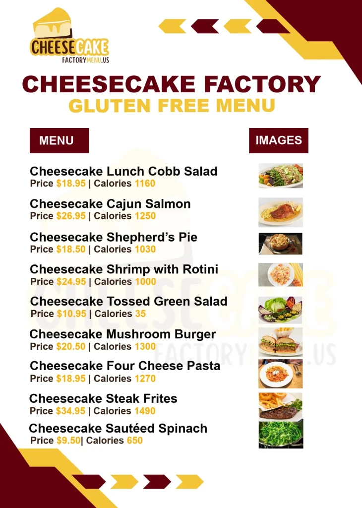 Cheesecake Factory Gluten-free Menu With Prices