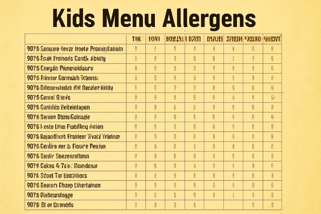 Cheesecake factory Kids Menu Allergens